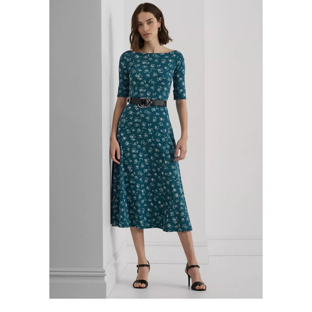 Ralph Lauren Blue Floral Midi Dress